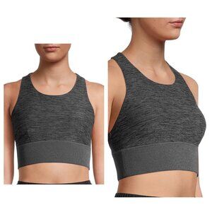 NWT Avia Women Medium Longline Racerback Sports Bra Gray Activewear Top Stretchy